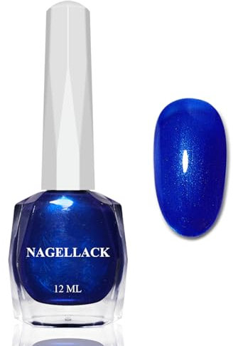 Perlmutt Nagellack - 12 Ml Schnelltrocknender Nagellack Blau - Schimmernder Glitter Nail Polish - Ölbasis Atmungsaktiv Nagelack Langanhaltend ohne UV Lampe für Frauen DIY Nail Art (Blue Pearl)