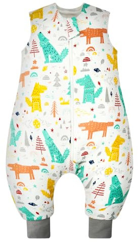 JiAmy Baby sovsäck utan ärmar 1,0 tog, förlängda ben sovsäckar med ben 100 % ren året runt pyjamas för pojkar flickor, Grådjur, 2-3 Jahre/ 80-90m