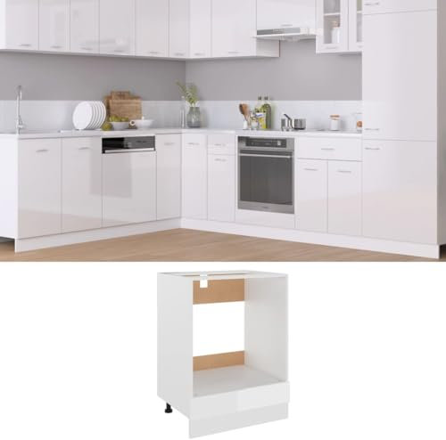 WKIEQACO Schränke & Aufbewahrung, Küchenschränke, Backofenschrank, Hochglanz, Weiß, 60 x 46 x 81,5 cm, Holzwerkstoff