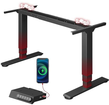 SANODESK Escritorio Elevable Eléctrico con 2 Motores&USB,Mesa Regulable en Altura con 4 Memorias y Sistema Anti-Colisión,Carga 100KG,Standing Desk Ergonómico para Oficina,Teletrabajo y Gaming,Negro
