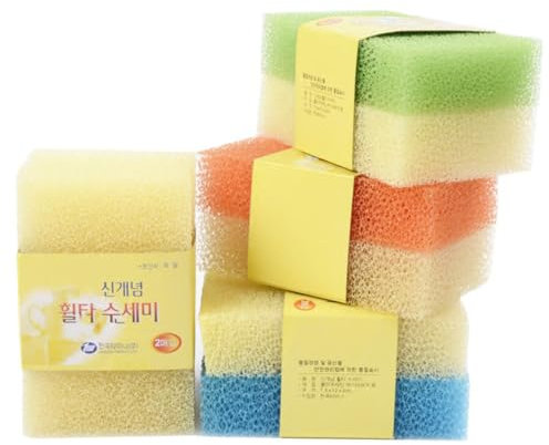 Tofficu Paquete de 10 esponjas de Limpieza de Cocina, Almohadilla de Estropajo de luffa simulada, Colores, 4.72 x 2.95 x 1.18 Pulgadas, para Lavar Platos y Limpieza