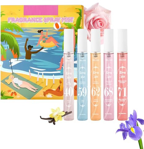 Set spray per profumo per capelli e corpo, profumo fresco e fruttato a lunga durata, per donne, formato da viaggio, set regalo con 5 profumi (40.59.62.68.71)
