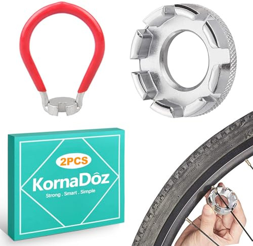 KornaDoz 2 Pcs 6-in-1 Bicycle Spoke Wrench Set, Hardened Steel Bike Spoke Tool for 10-15G Nipples, Precise Rim Truing & Wheel Tensioning, Essential Bike Repair & Maintenance Kit for Road, MTB Cyclists