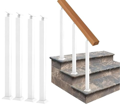 Geländer-Sets für Den Innenbereich,Seitlich Montierte Eisen Treppengeländer,Eisen Treppengeländer,Geländersäule für Terrassen,mit Flacher und 270°-Winkelhalterung(Size:90cm/35.4in,Color:4 Pack)
