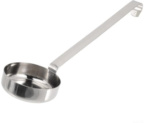 Cucchiaio dosatore professionale per salsa per pizza, mestolo in acciaio inox a fondo piatto con scala di oncia per cucina