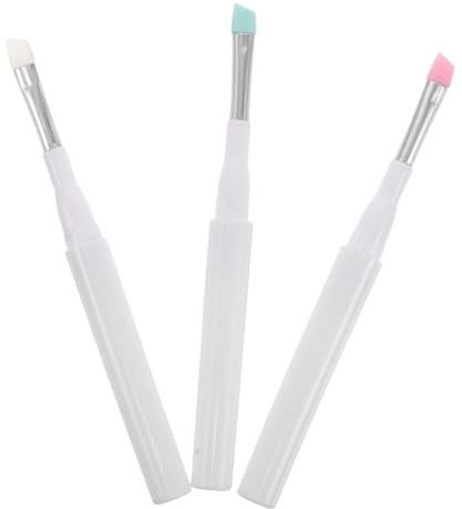 OUNONA 3pcs Silicone Eyeshadow Brush with Dust Cover Cap Soft and Gentle Angled Applicator for Eyelash Separation and Eye Cream Portable Makeup Tool for Travel and Daily Use