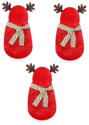 VICASKY 3 Sätze Weihnachts Hundekostüm mit Elchmotiv und Schal Warmes Bequemes Haustier Outfit für Kleine Hunde Festliche Hundebekleidung für Weihnachten und Partys