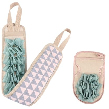 PLAFOPE 2 piezas Guantes Exfoliantes y Tira para Baño Paño para Ducha Masaje Corporal y Limpieza Profunda Accesorio para Eliminar Células Muertas y Revitalizar Seca Color Aleatorio