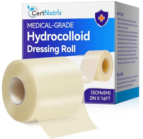 Rotolo di cerotto idrocolloide, 5 cm x 5 m, autoadesivo, impermeabile, per bolle, tagli, brufoli e piccole ferite, traspirante, delicato sulla pelle e ritagliabile