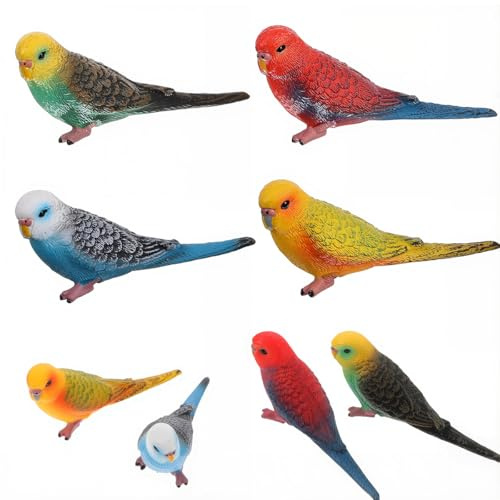 MOPQMKT 4PCS Birds Figures, Cute Mini Artificial Bird Figurines, Realistic ParrotToys Animal Figures Set, Mini Bird Decorative Woodland Birds for Craft Home Ornaments Garden Wedding Decoration
