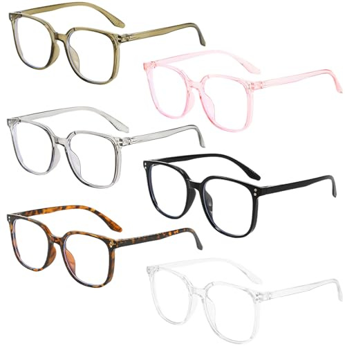 MmotZsb Blaulichtfilter Brille, 6er Set mit verschiedenen Farben, Schwarz, Leopard, Transparent, Grau, Grün und Rosa, Leicht und bequem für täglichen Gebrauch