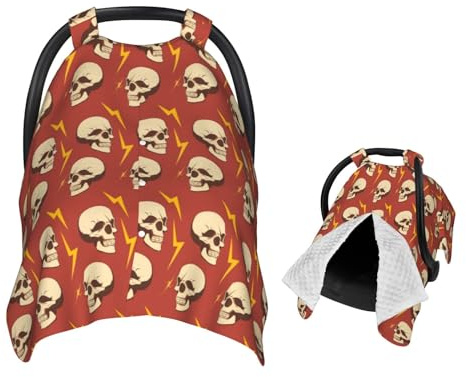 Muishi Skulls and Lighting Bolts On Red Baby Car Seat Canopy Nursing Cover for Newborn Car Seat Breastfeeding Covers Blanket Newborn Shower Gift