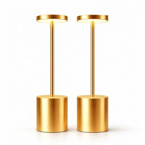 Kasbbu Pack de 2 Lámparas de Mesa LED Inalámbricas Recargables – Control Táctil, 3 Modos de Luz, Brillo Regulable, Diseño Moderno para Dormitorio, Salón, Restaurante o Bar
