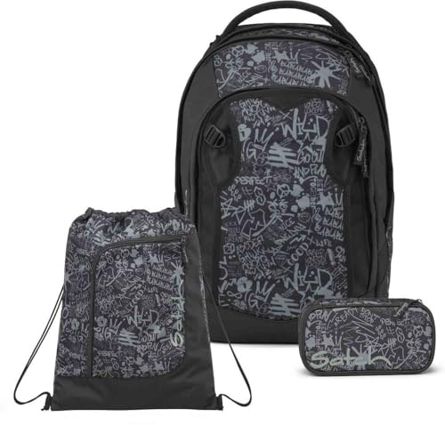 Satch Match Plus Schulrucksack Set 3tlg. inkl. Schlamperbox und Sportbeutel (Street Ink)