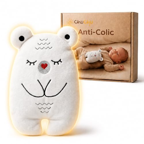 ChuChu Baby Bear Cherry Core - Cuscino riscaldante anti-coliche per neonati, contro dolori addominali e gonfiore