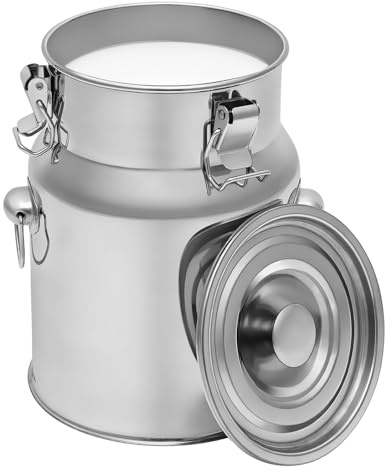 Contenitore ermetico in acciaio inox da 5 l, per conservare alimenti, latte, olio, cucina, ristorante, casa, 5 litri