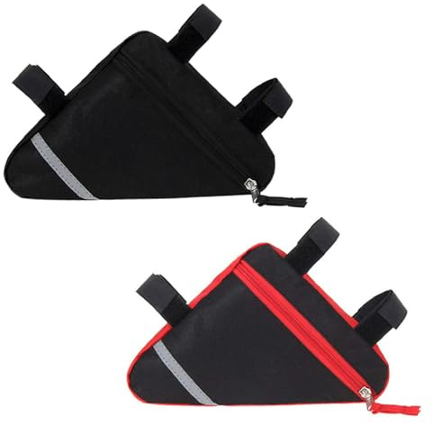 2 Pezzi Bicicletta Anteriore Tubo Telaio Triangolare Borsa (Rosso + Nero)
