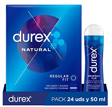 Durex Preservativos Natural Confort + Lubricante Play Original, 24 Condones + 50ml