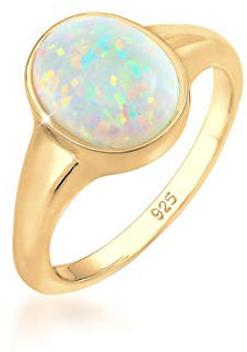 Elli Damen-Damenring 925er Silber 1 Opal 54, Gold 32020179
