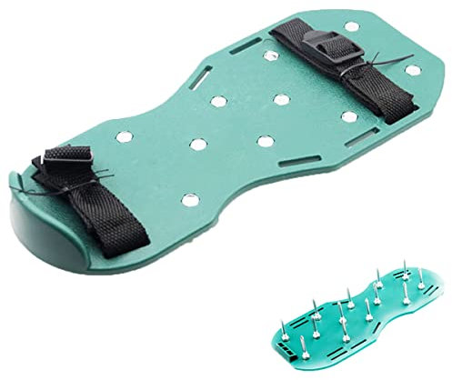 POWERTOOL - Zapatos aireadores de césped, 3 pares de zapatos de aireación con 26 pinchos para césped y jardín, aireación de césped, tamaño universal (verde)
