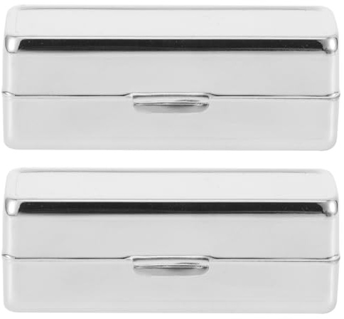 Minkissy Lot de 2 étuis à lèvres avec miroir en métal Boîte à lèvres portable Porte-rouge à lèvres Organisateur de stockage cosmétique pour femmes