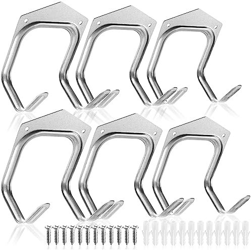 com-four® 6X portautensili in lamiera d'Acciaio, Supporto a Parete per Attrezzi e Attrezzi da Giardino, Supporto a Parete Universale a Doppio Gancio con Materiale di Fissaggio (Staffa - 06 Pezzi)
