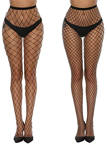 MANZI Netzstrumpfhosen Damen Schwarz Fischnetz Strumpfhosen für Damen | Sexy High Waist Netzstrümpfe für Festival Outfit