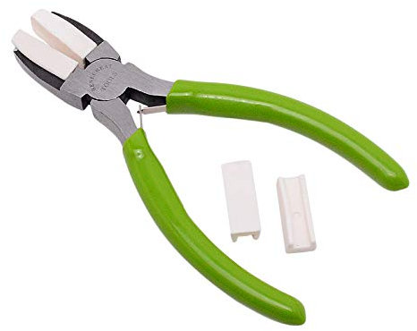 BENECREAT Double Nylon Jaw Pliers Flat Nose Pliers with Adhesive Jaws for DIY Jewelry Making Hobby Projects, Green