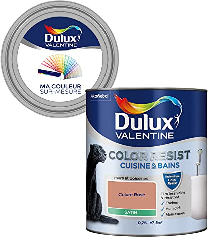 Ma Couleur Sur-Mesure par Dulux Valentine – Peinture Intérieure Murs, Plafonds, Boiseries - Palette Jeu, Cuisine & Bain Satin, Cuivre Rose, 0,75 L