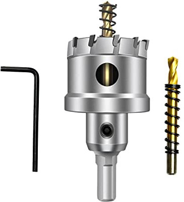 ASNOMY 40mm Scie à Cloche en carbure de tungstène, TCT Foret de scie trépan avec 2 forets pilote plaqués titane pour acier inoxydable, feuille, métal
