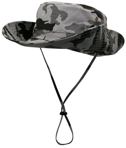 Magracy Mens Camouflage UPF50+ Sun Hat Wide Brim UV Protection Safari Hat Unisex Bucket Hat