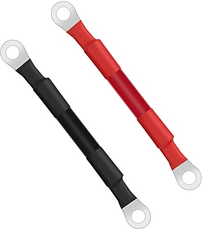 URAQT Batterikabel, 2 st 15cm 2AWG 35m² 12V Inverterbatterikabel med Terminusringar Koppartråd, Batterikabel Automatiskt Batteri för Lastbil Auto Motorcykel Camper Marine Solar