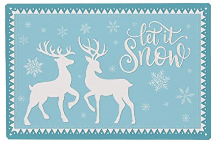 artboxONE Metall-Poster 30x45 cm Typografie Let it Snow auf Eisblau von Künstler CalliLetters