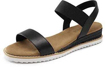 DREAM PAIRS Sandalia de Vestir Mujer Cuña Zapatos de Tacón BajoAlpargatas Clásicos de Punta Redonda con Hebillas y Tiras Verano NEGRO SDPW2310W-E Talla 42 (EUR)