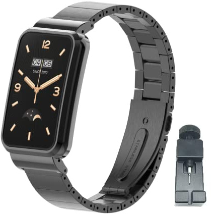 nuosiweilang Kompatibel Für Xiaomi Smart Band 7 Pro Armband Sport Edelstahl Metall Uhrenarmband Armband Ersatzarmband Für Mi Band 7 Pro Männer und Frauen Schwarz