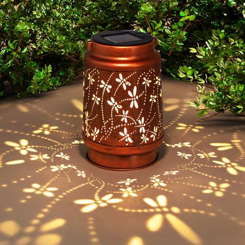 Dragonfly Solar Hanging Lantern Garden Ornaments, Unique Birthday Gifts for Women, Mum & Grandma Gardening Presents, Waterproof Outdoor Solar Lights for Patio Lawn Yard Decoration
