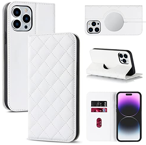 SINQERISHT Handyhülle für Apple iPhone 12 Mini Hülle PU Leder Klapphülle Kompatibel mit MagSafe Handytasche mit Standfunktion und Magnetverschluss Stoßfest Flip Schutzhülle(Weiß)