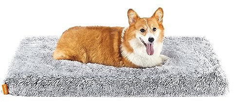 Feandrea Hundebett, orthopädisches Hundekissen, mit Noppenschaumstoff gepolstert, Bezug abnehmbar und waschbar, Größe L, für mittlere Hunde, 95 x 60 x 8 cm, Ombré-Grau PGW212G01