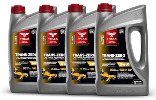 TRIAX Trans Zero 20W-50 Aceite de transmisión hidrostática completamente sintético para cortacéspedes de giro cero (paquete de 4 galones)