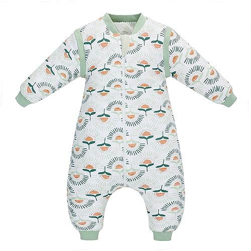 amo nenes Baby-Schlafsack mit Beinen, 2,5 Tog, tragbare Decke für Kinder, mit abnehmbaren langen Ärmeln, Uni, 100 % Baumwolle, Winterschlafsack für Kleinkinder