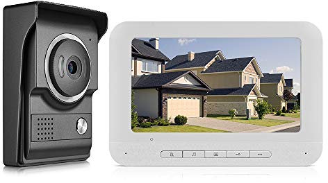 KOCAN Videocitofono campanello videocitofono da 7 pollici Kit schermo a colori TFT-L 1 monitor interno 1 supporto telecamera esterna visione notturna monitor di sblocco impermeabile per appartamento c