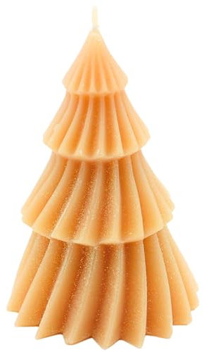 Dekohelden24 Bougie de qualité supérieure en forme de sapin de Noël avec paillettes - Fabriquée à la main - Dimensions : H x Ø env. 12 x 7 cm