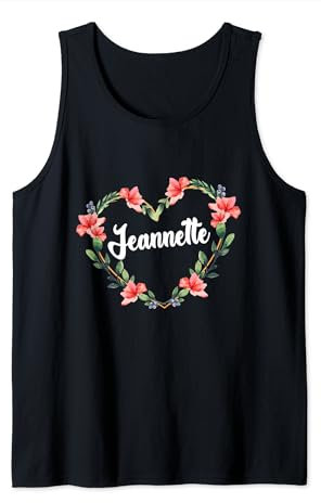 Jeannette Fleur Coeur Personnalisé Nom Jeannette Débardeur