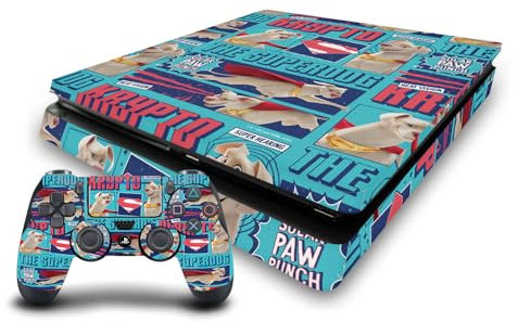 Head Case Designs Offizielle DC League of Super Pets Krypto Der Superdog Graphics Vinyl Haut Gaming Aufkleber Abziehbild kompatibel mit Sony Playstation 4 PS4 Slim Console and DualShock 4 Controller