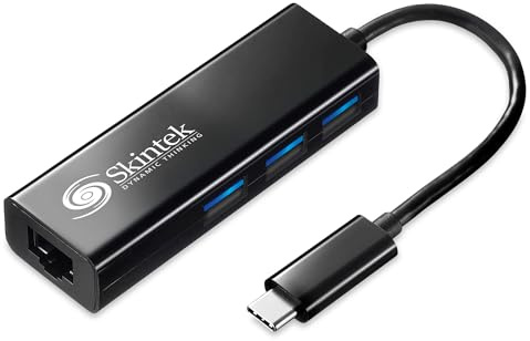 Skintek SK-04-TCLH adattatore USB C type C a Lan Ethernet RJ45 Gigabit 10/100/100, include HUB 3 porte USB 3.0. Cavo 8 cm.