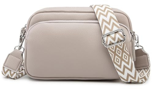 GUQTLUN Sac Bandoulière Femme Cuir Moderne - Petit Sac Porté Épaule et Main - Sacoche Large avec Compartiment pour Téléphone Portable - Gris