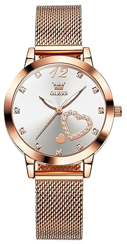 OLEVS Ladies Ultra Thin Watches, Big Face Analogue Quartz Dress Mesh Belt
