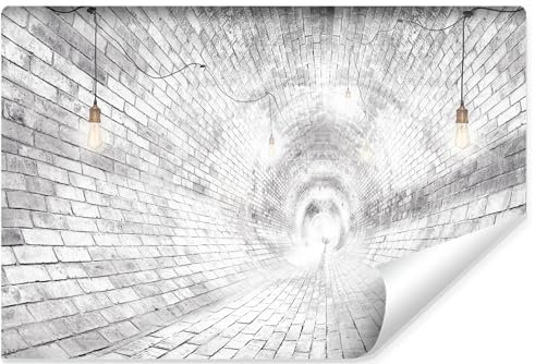 Muralo - Papel pintado 3D no tejido - Papel pintado fotográfico efecto 3D - Papel pintado para salón dormitorio - Fotomural - Diseño de túnel de ladrillo - Br.368 cm x Alto 254 cm