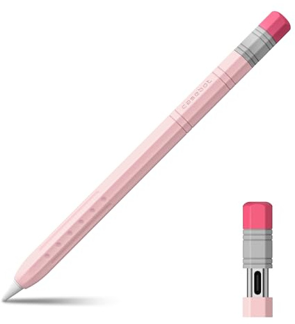 Fintie Silikonhülle für Apple Pencil (USB-C), Ultra Dünn Apple Pencil USB-C Case Cover, Rutschfester Bleistiftgriffhalter, unterstützt magnetische Befestigung, Rosa