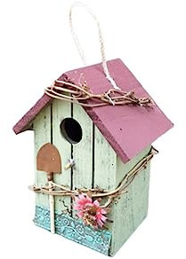 BESPORTBLE Ornement De Maison Campagne en Bois Suspendu, Pendentif Ornement en Bois Toit Rouge, Décoration Extérieure Rustique, Modèle De Nichoir Léger, Présent pour Amateurs De Jardin